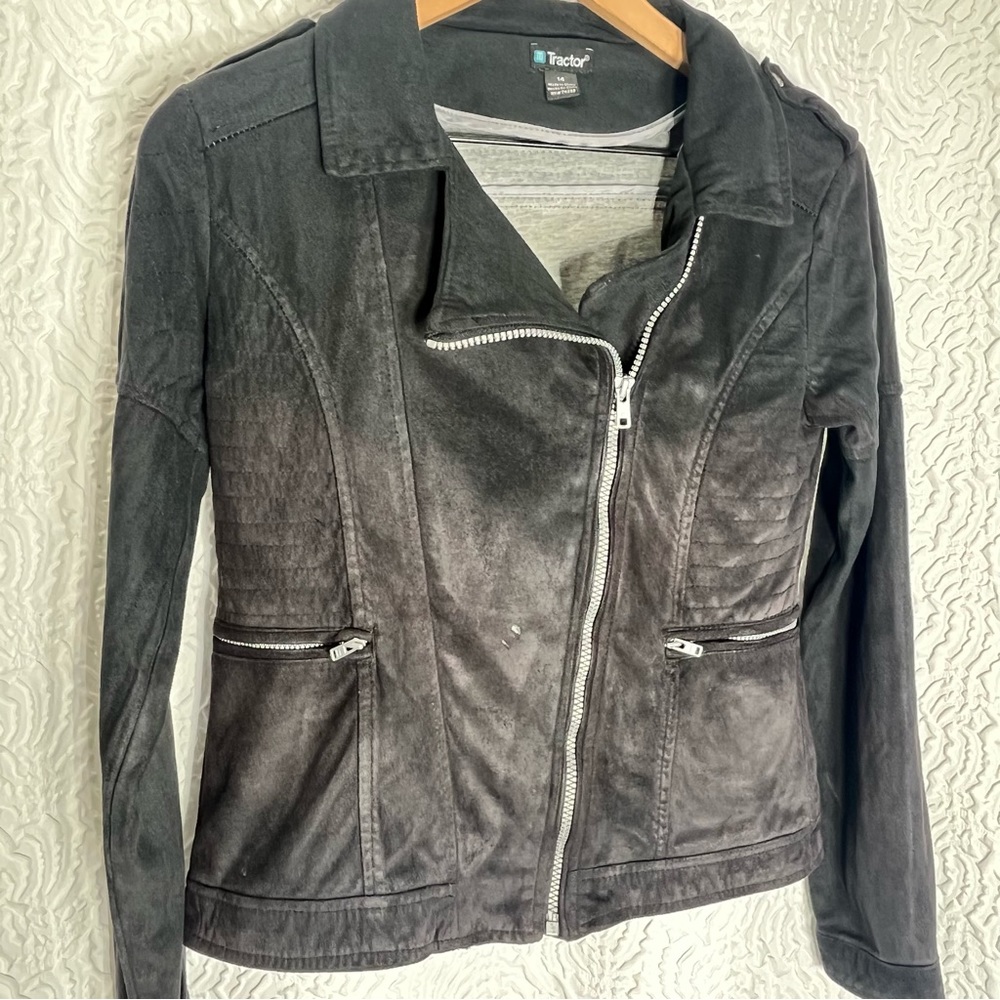 TRACTOR Black Moto Jacket - Girl Size 14